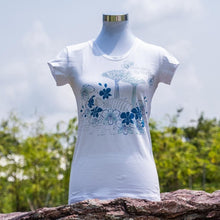 Load image into Gallery viewer, Gardens by the Bay - Ladies' Rhinestone T-Shirt Collection - BLUEGARDENSSCENERYLADIES_T-SHIRT_WHITE