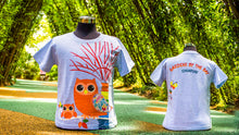 Load image into Gallery viewer, Gardens by the Bay - Kids Collection - Created OWL AND SUPERTREE WITH BRAND PATTERN PATCHWORK KID’S T-SHIRT (MELANGE BLUE)