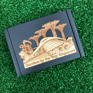 Gardens by the Bay - Merchandise Collection - Stationeries - Sustainable Wood Stationeries - Gardens Scenery with Vanda Miss Joaquim Namecard Holder