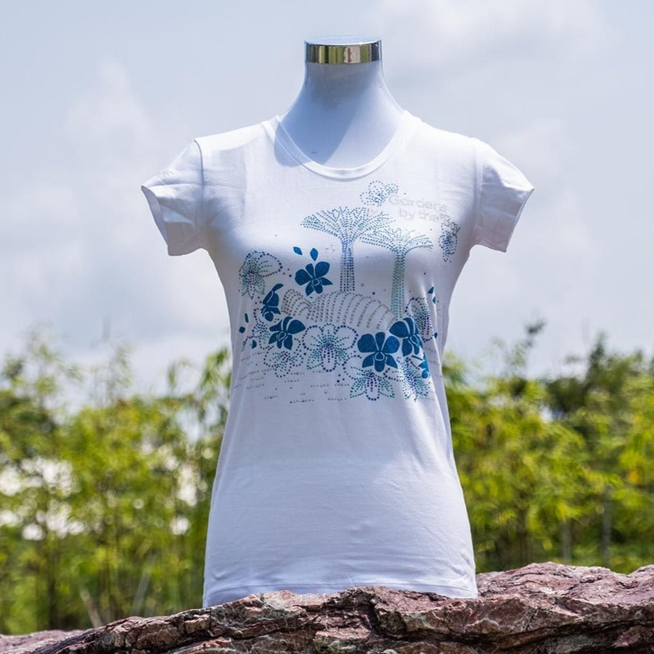 blue and white t shirt women's