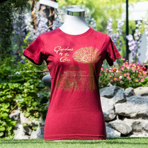 Gardens by the Bay - Family T-Shirt Collection - CITY IN A GARDEN GOLD LADIES’ T-SHIRT (MAROON)