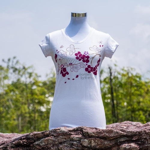 Gardens by the Bay - Ladies' Rhinestone T-Shirt Collection - CONSERVATORYWITHSAKURALADIES_T-SHIRT_WHITE