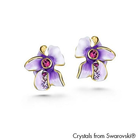 Gardens by the Bay - Costume Jewellery Collection - Floral Earrings made with SWAROVSKI® Crystals - Amethyst color