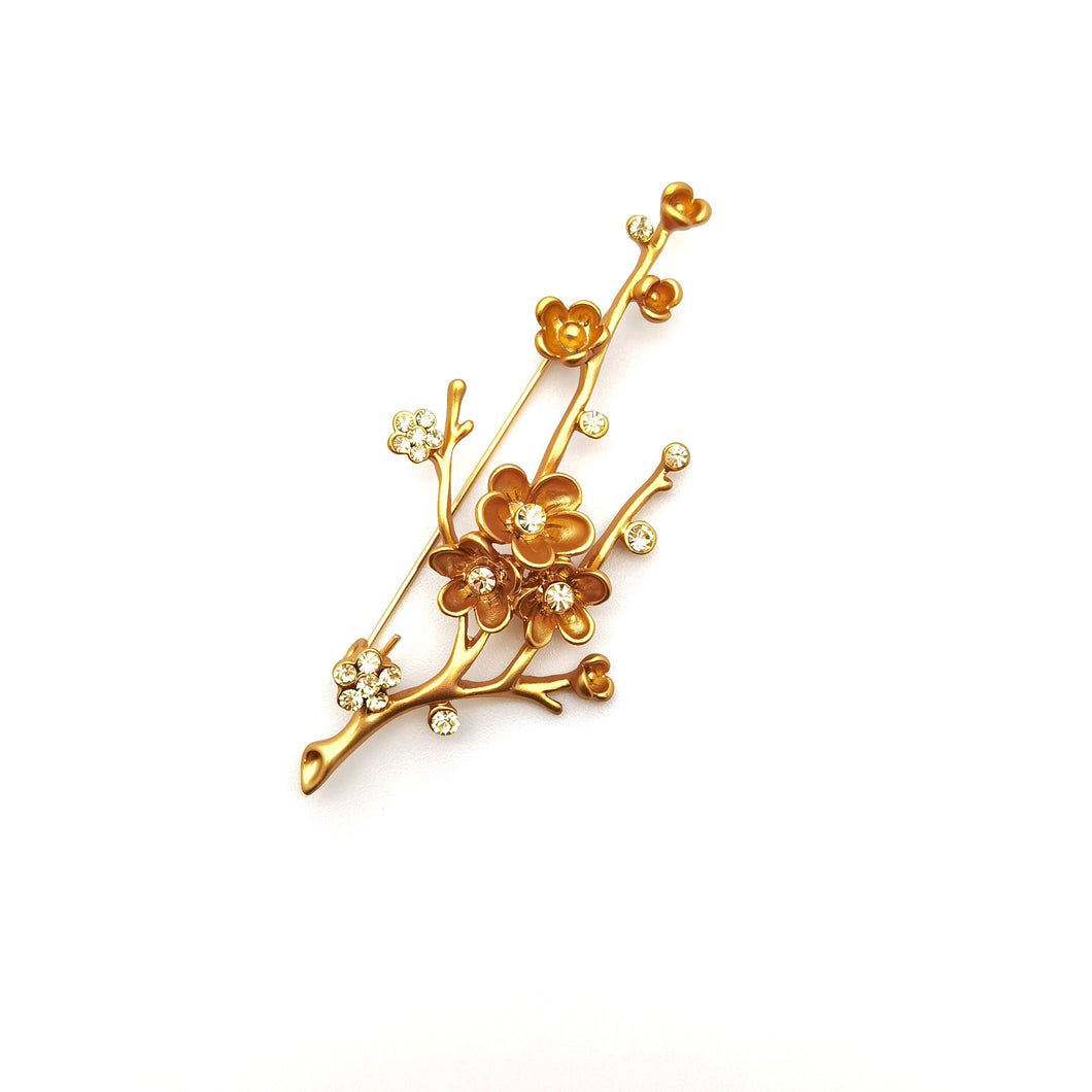 Gardens by the Bay - Fashion Costume Jewellery - Elegant  Sakura Brooch - Gold color