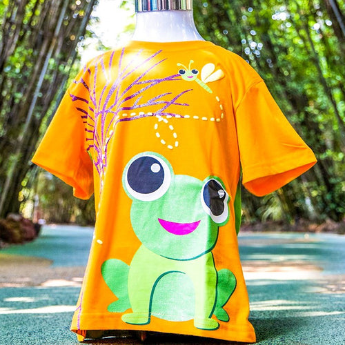 Gardens by the Bay - Kids Collection - FROG AND SUPERTREE KID’S T-SHIRT (ORANGE AND GREEN)