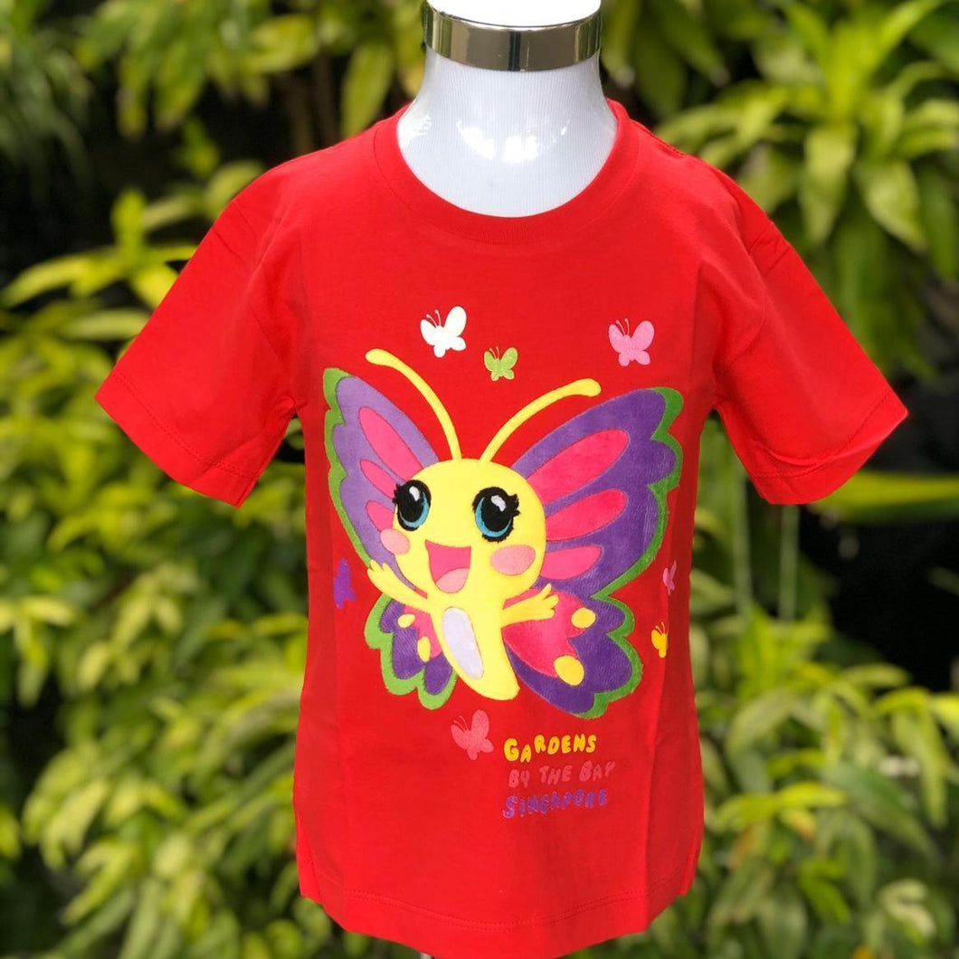Gardens by the Bay - Merchandise Collection - Children - Kids Apparels - Butterflies Faux Kids T-Shirt (Hot Pink)