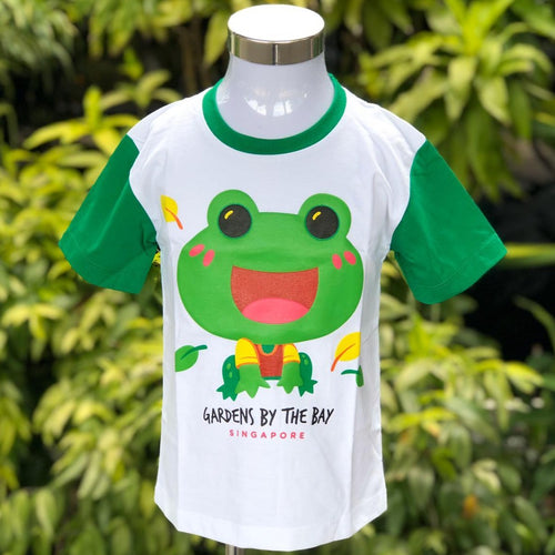 Gardens by the Bay - Merchandise Collection - Children - Kids Apparels - Frog with Leaves Kids T-Shirt (White)