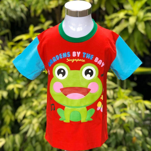 Gardens by the Bay - Merchandise Collection - Children - Kids Apparels - Frog with Butterfly Kids T-Shirt (Red)