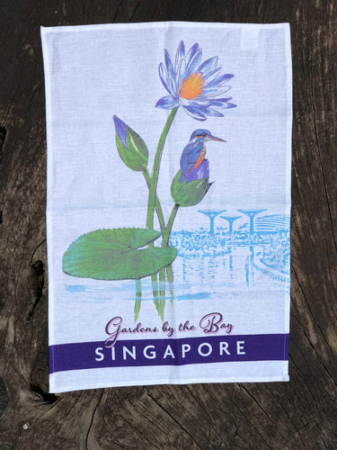 Gardens by the Bay - Merchandise Collection - Home Ware - Household - Gardens by the Bay Dragonfly Lake with Kingfisher Tea Towel
