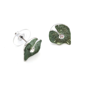 Gardens by the Bay - Fashion Costume Jewellery - Green Heart Shaped Leaf Earrings