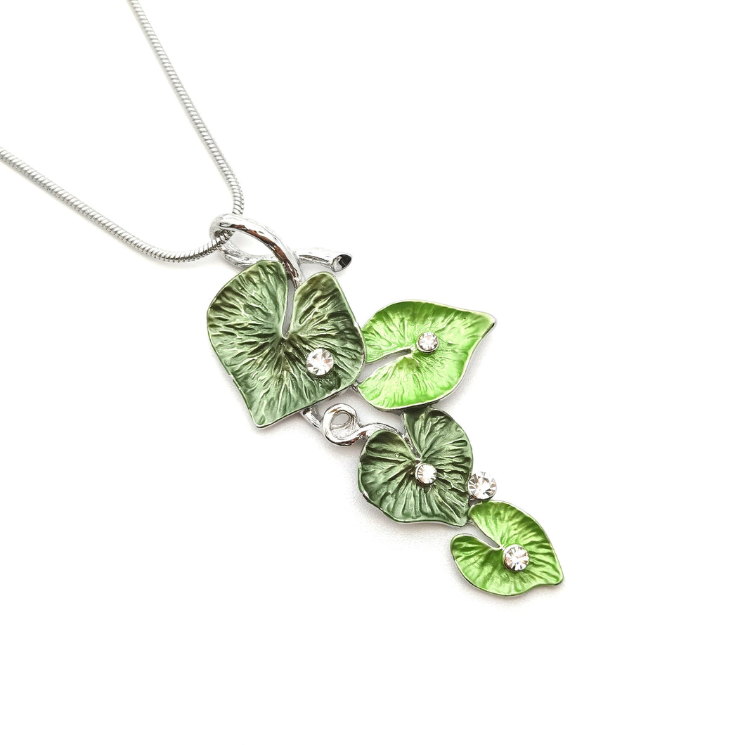 Gardens by the Bay - Fashion Costume Jewellery - Green Heart Shaped Leaf Necklace