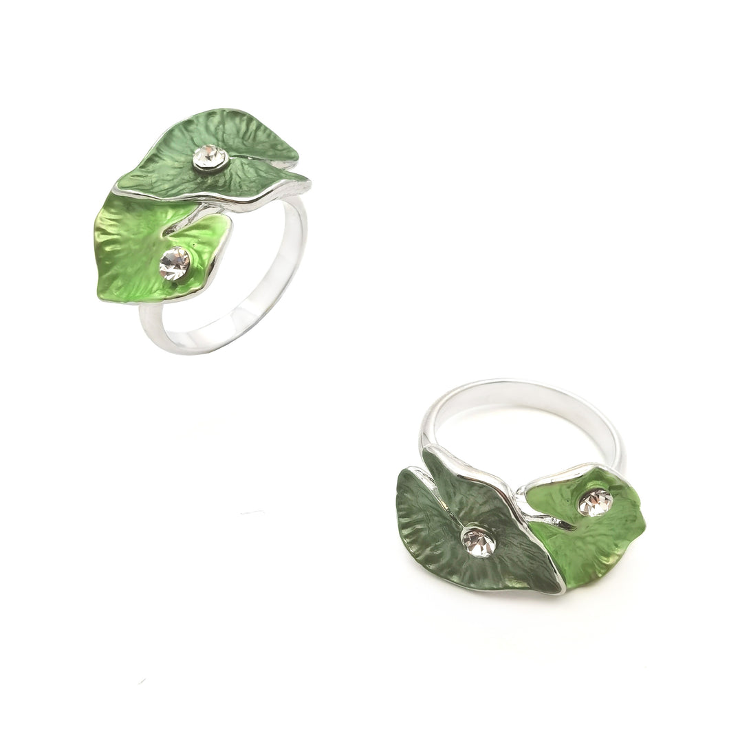 Gardens by the Bay - Fashion Costume Jewellery - Green Heart Shaped Leaf Ring