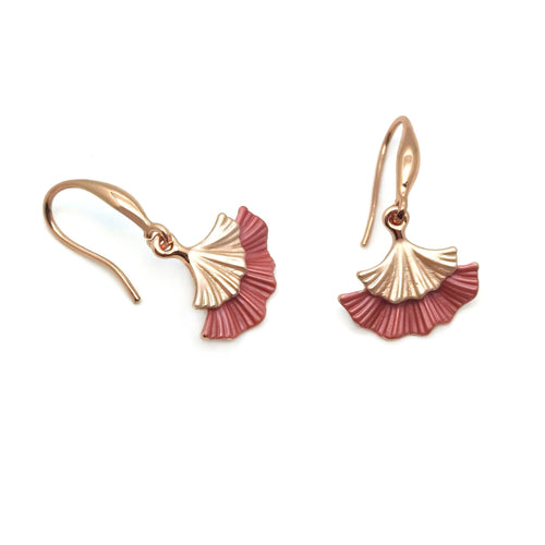 Gardens by the Bay - Fashion Costume Jewellery - Metallic Ginkgo Leaf Earrings