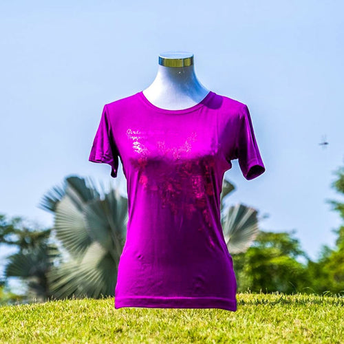 Gardens by the Bay - Ladies' Bamboo T-Shirt Collection - PEONY BAMBOO LADIES’ T-SHIRT (DARK PURPLE)