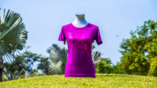 Load image into Gallery viewer, Gardens by the Bay - Ladies&#39; Bamboo T-Shirt Collection - PEONY BAMBOO LADIES’ T-SHIRT (DARK PURPLE)
