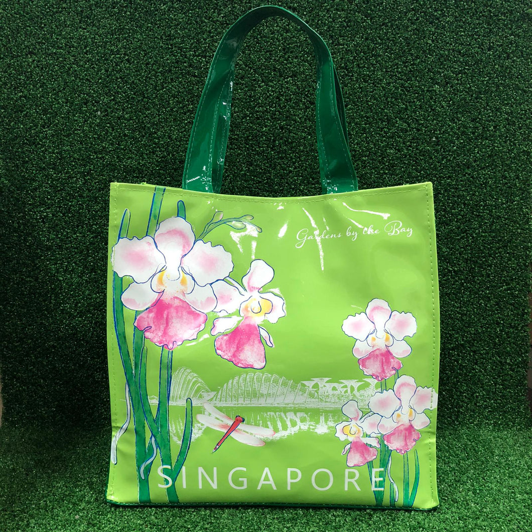 Gardens by the Bay - Merchandise Collection - Bags and Pouches - PVC Tote Bag Gardens Scenery with Vanda Miss Joaquim (Green)
