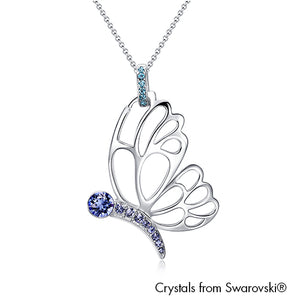 Gardens by the Bay - Costume Jewellery Collection - Papillion Necklace made with SWAROVSKI® Crystals - Aquamarine color