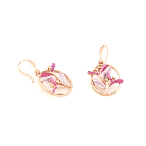 Gardens by the Bay - Fashion Costume Jewellery - Pink Floral Earrings in Oval Shape