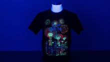 Load image into Gallery viewer, Mrtwut Supertrees Fireworks With City Skyline Glow Men’s T-shirt (Black)
