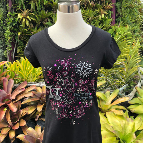Gardens by the Bay - Merchandise Collection - Ready to Wear - Ladies Rhinestone T-Shirt - Mrtwlrt Scenery Merlion with Fireworks Ladies Rhinestone T-Shirt Black