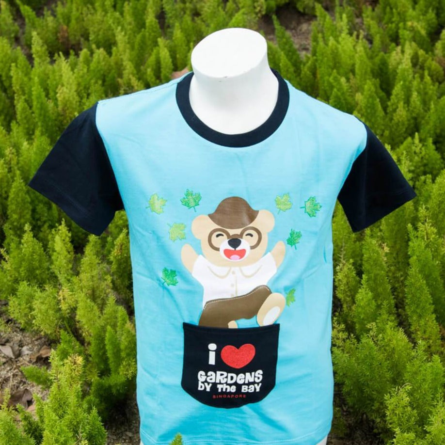 Gardens by the Bay - Wise Wee & Precious Peggy Collection - WISE WEE KIDS T-SHIRT WITH POCKET (BABY BLUE / DARK BLUE) 