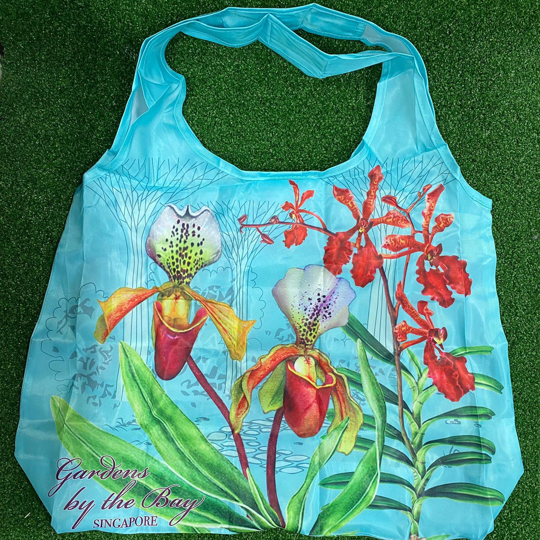 Gardens by the Bay - Merchandise Collection - Bags and Pouches -  Foldable Bag Supertrees with Orchids (Blue)