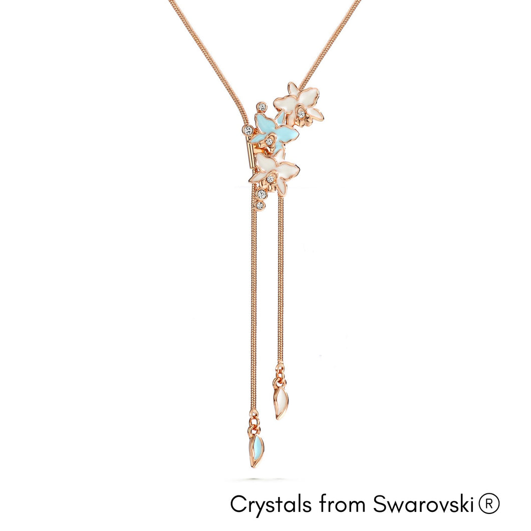 Gardens by the Bay - Merchandise Collection - Costume Jewellery - Costume jewellery with crystals from Swarovski - Mini Cattleya Slider Necklace made with SWAROVSKI® Crystals - Aquamarine color